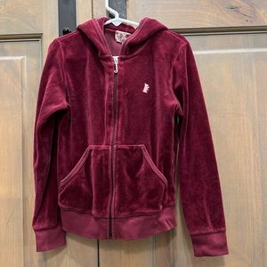 Juicy Couture Burgandy Velour Zip up Sweatshirt